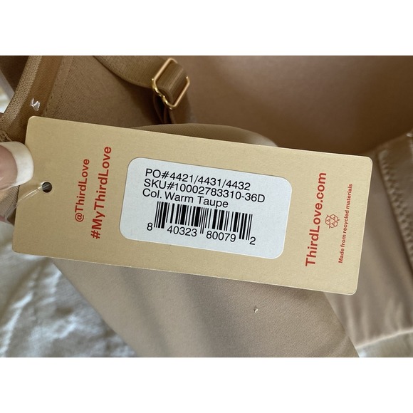 ThirdLove 24/7 Classic Strapless Bra Warm Taupe Nude 36D Convertible NWT T-shirt - Picture 7 of 8